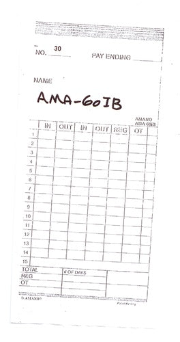 Amano Bi-Weekly Time Cards For EX60i Time Clock