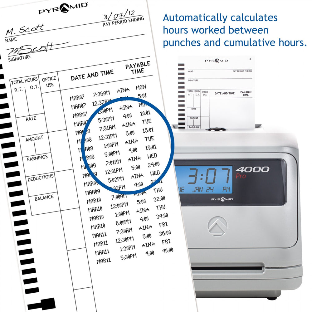 efficient-pyramid-4000-pro-auto-totaling-time-clock-for-accurate-attendance-calculates