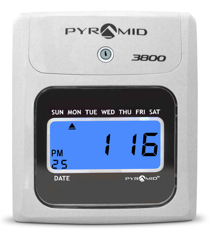 pyramid-3800-auto-totaling-time-clock-efficient-employee-time-tracking-payroll-solution-front