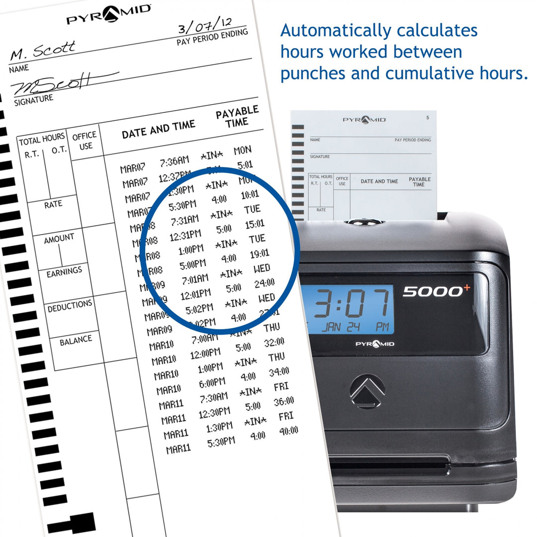 pyramid-5000-auto-totaling-time-clock-recorder-efficient-employee-time-tracking-payroll-solution-timecard-close-up