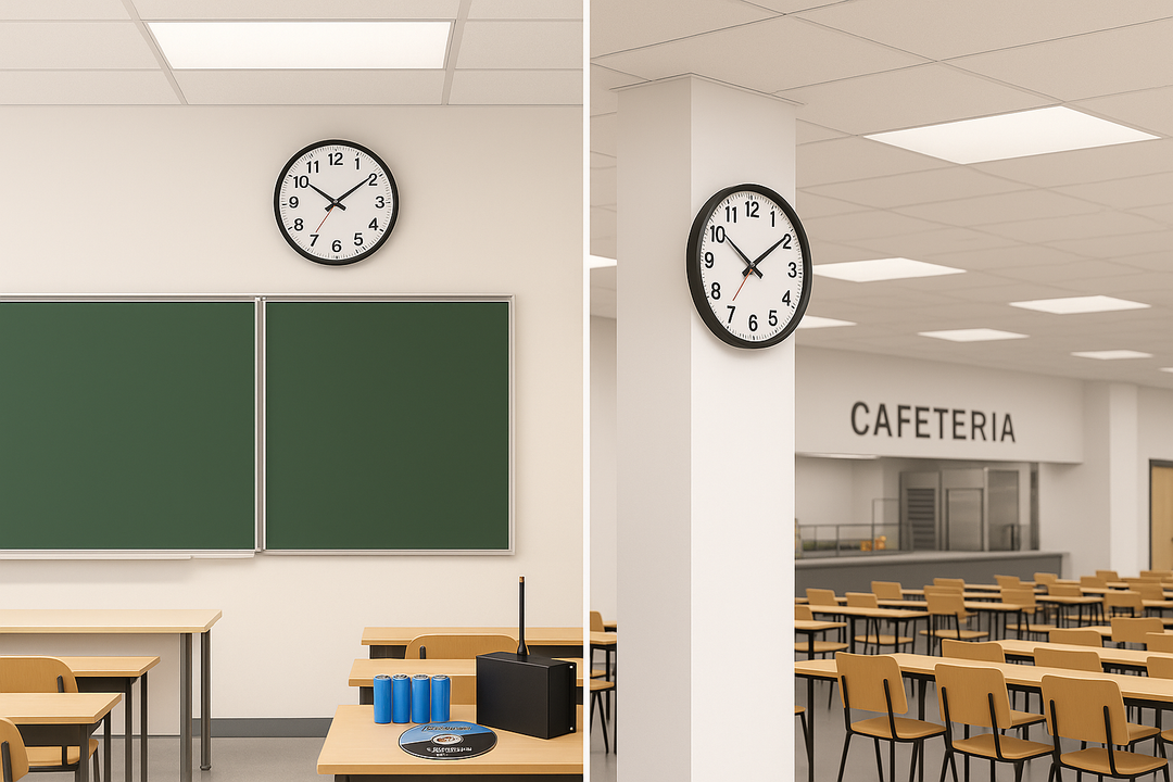 Wireless Clock System Bundle – 5 Clocks with 13" Analog Faces – TimeClockExperts.com